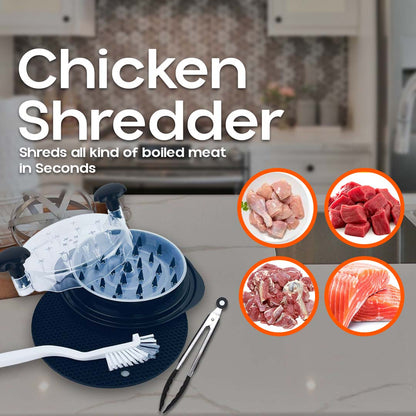 Chicken Shredder Tool Twist with Heat Resistant Tong, Cleaning Brush &  Silicone Mat